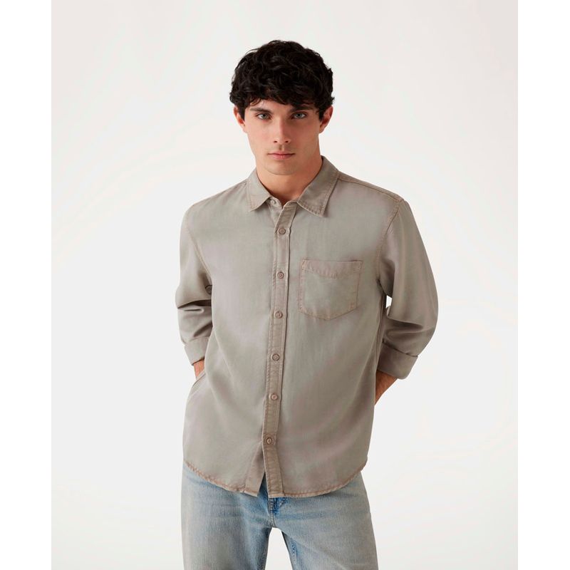 GUESS - Camisa Ls Bowie Tencel Shirt Beige Guess