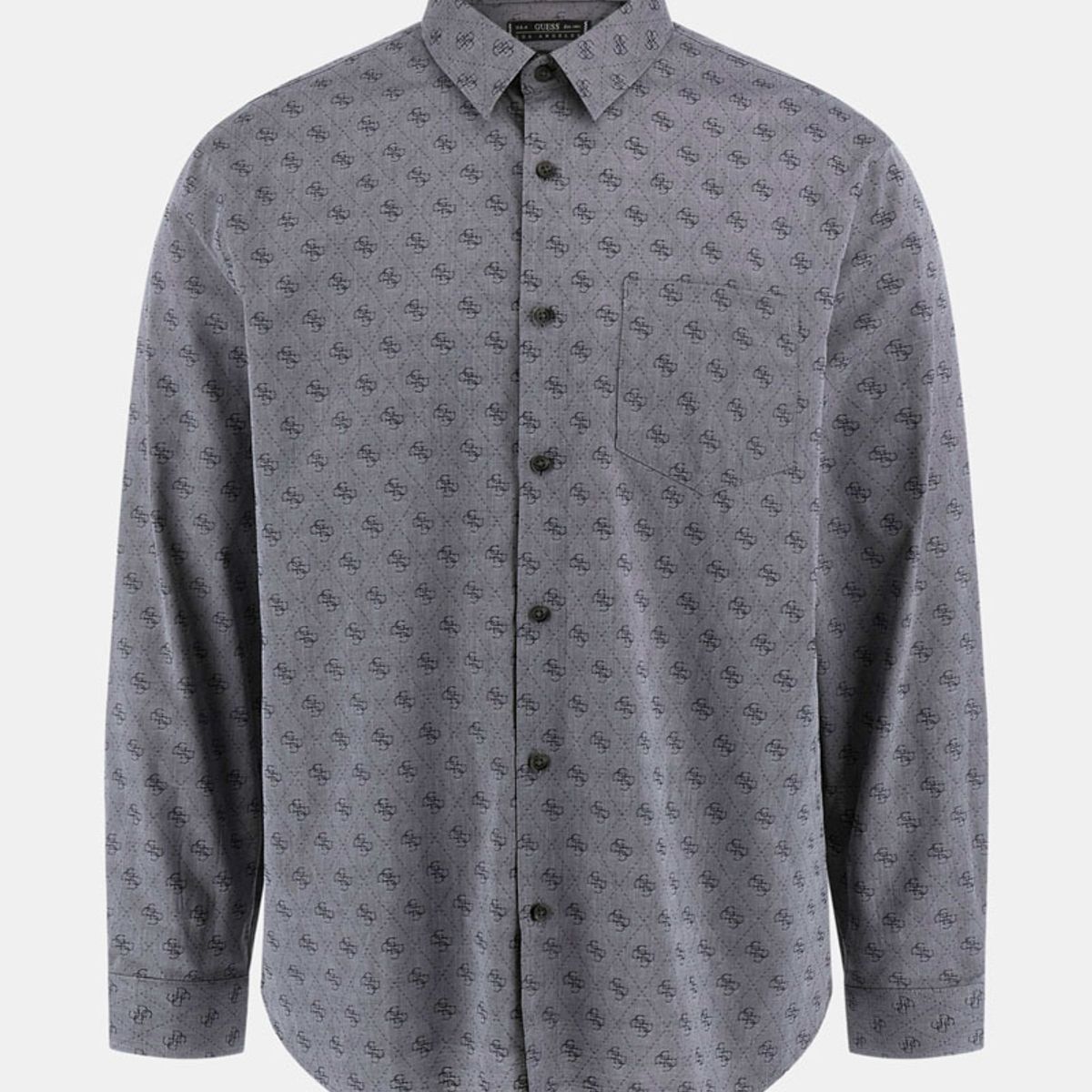 GUESS - Camisa Ls 4G Jacquard Shirt Azul Guess