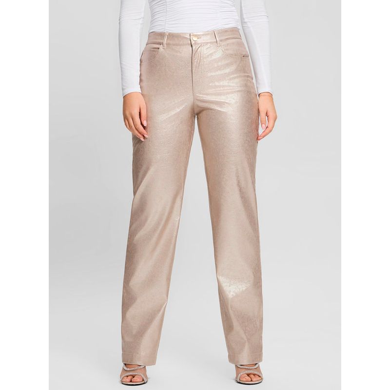 GUESS - Pantalon New Ambra Metallic Pu Pants Dorado Guess