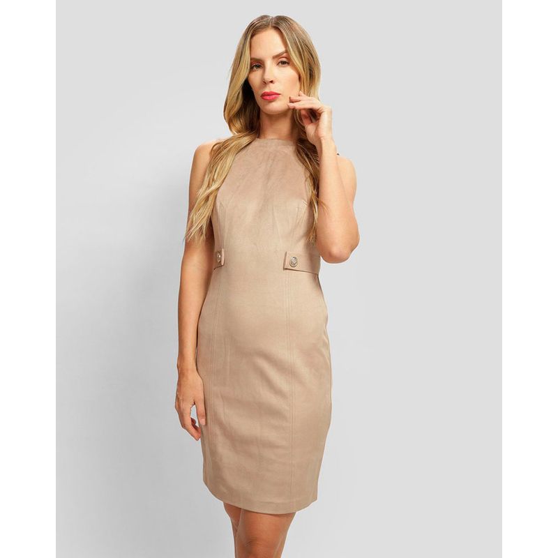 GUESS - Vestido New Sl Suede Bodycon Dress Beige Guess