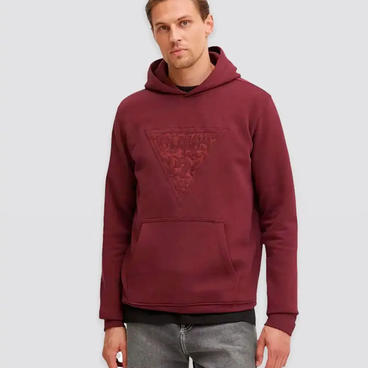 GUESS - Poleron Embroidered Triangle Hoodie Sweatshirt Hombre Rojo