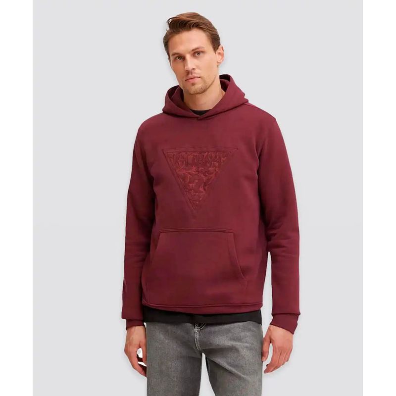 GUESS - Poleron Embroidered Triangle Hoodie Sweatshirt Hombre Rojo
