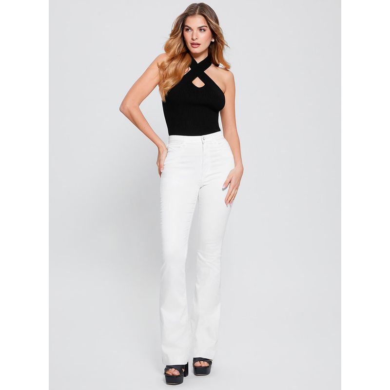 GUESS - Polera Sl Halter Claire Rib Swtr Negro Guess