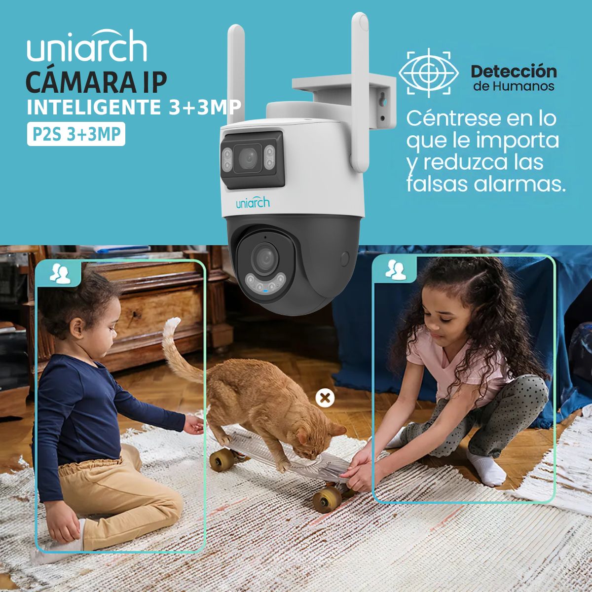 UNIARCH - Camara Wifi Uniarch Domo PT Lente Dual 3+3mp UHO-P2S-M33F34 Blanco
