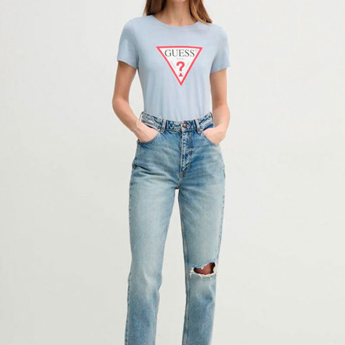 GUESS - Polera Ss Cn Original Tee Azul Guess