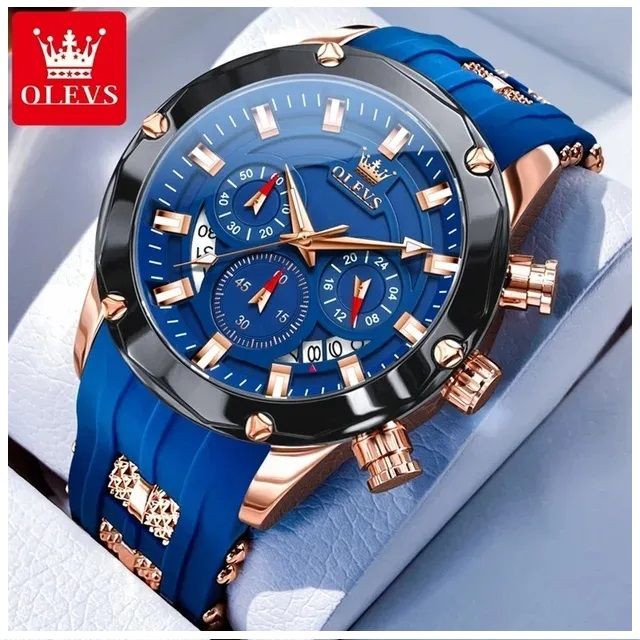 Reloj Cronografo Deportivo para Hombre con Calendario Completo Azul TALLA UNICA