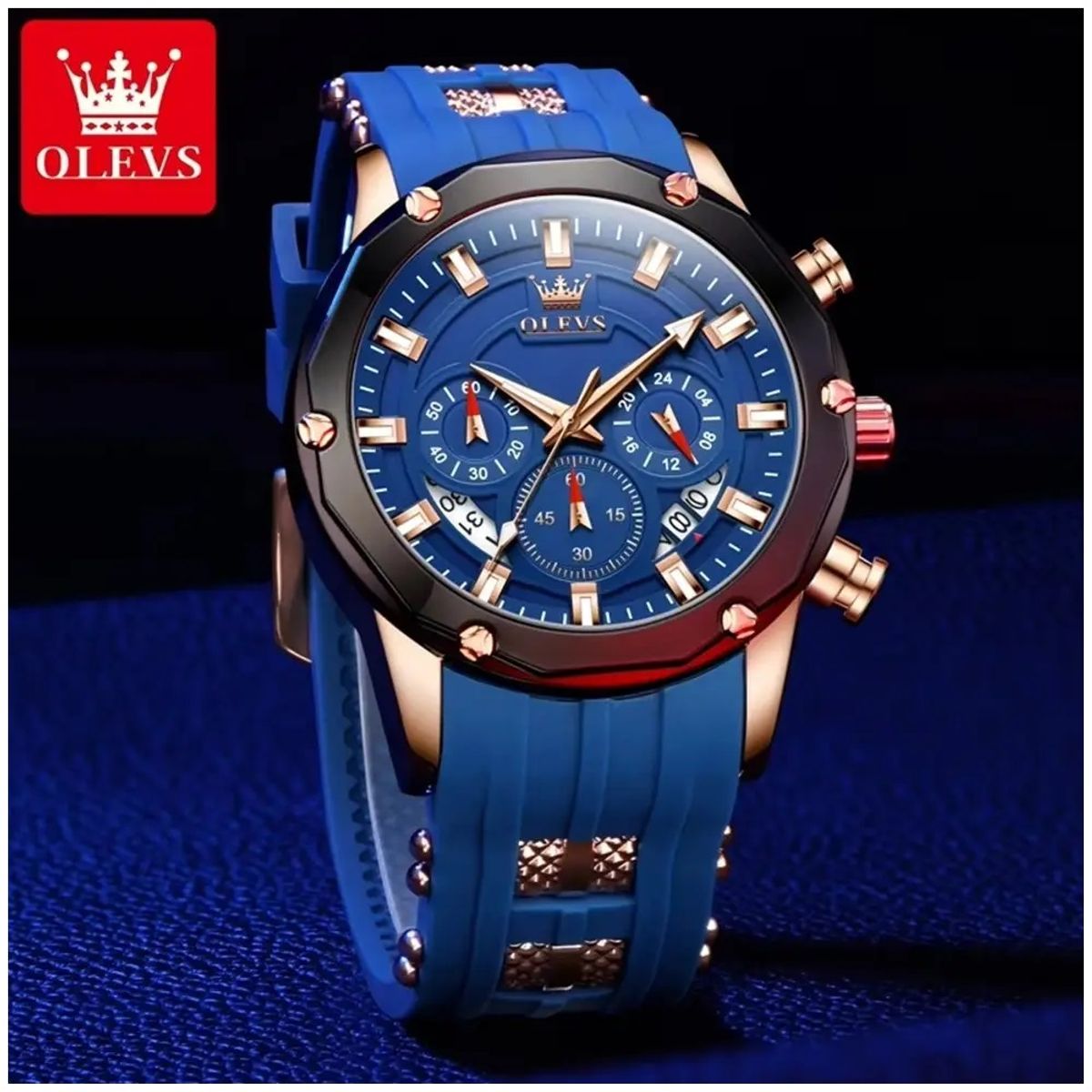 STARTECHOFFICE - Reloj Deportivo Multifunción para Hombre con Cronógrafo Correa Azul Resistencia al agua 3ATM