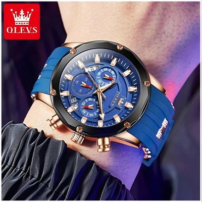 Imagen 2 del producto Reloj Deportivo Multifunción para Hombre con Cronógrafo Correa Azul Resistencia al agua 3ATM