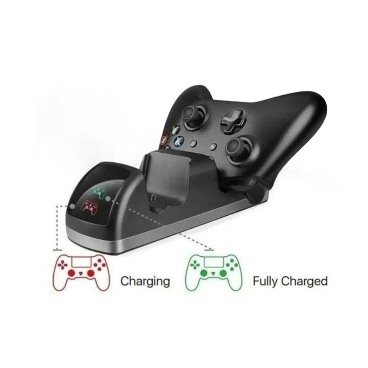 GENERICO - Base Cargador Mando Xbox One Control Joystick + 2 Baterías 1200mah