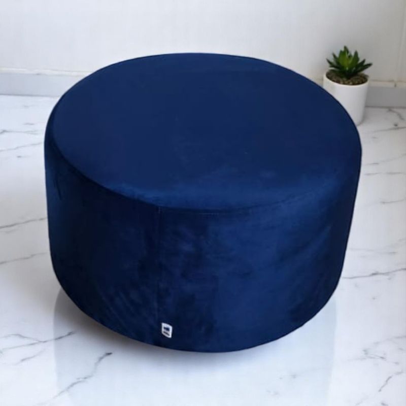 DISEÑOS VALESTRINI - POUF REDONDO FELPA AZUL MARINO GRANDE