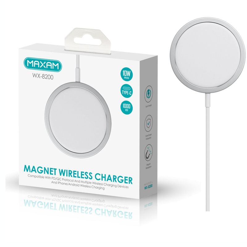 GENERICO - Cargador Magnético Inalámbrico  Blanco 10W MAXAM