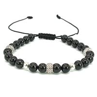 Pulsera Turmalina Negra y Plata Ajustable Piedra Natural Original