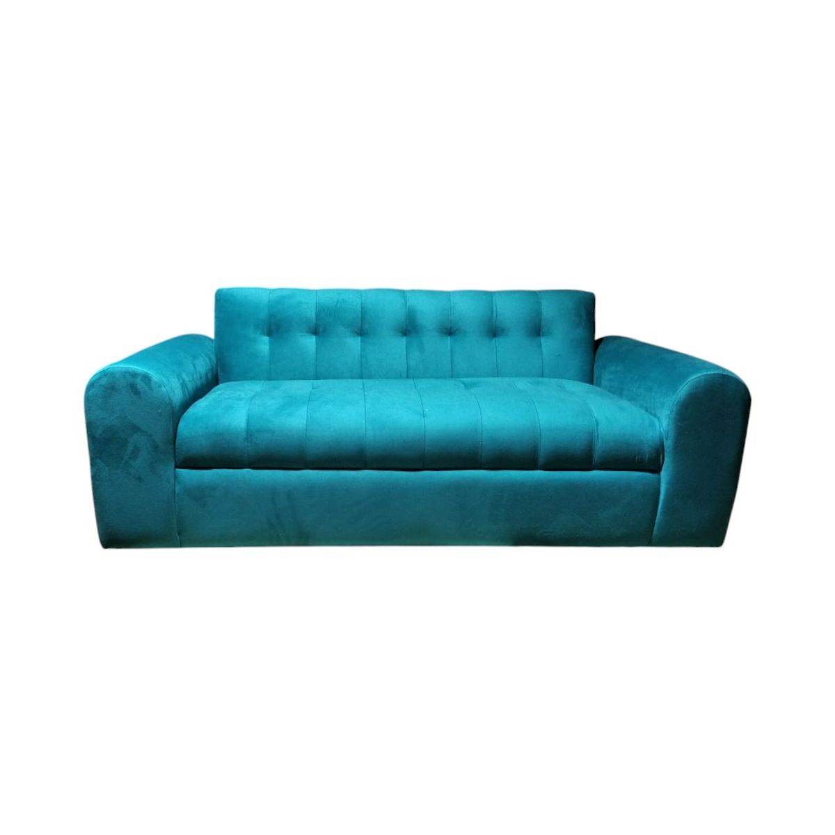 DISEÑOS VALESTRINI - SOFA TRES CUERPOS BRAZO REDONDO FELPA TURQUESA