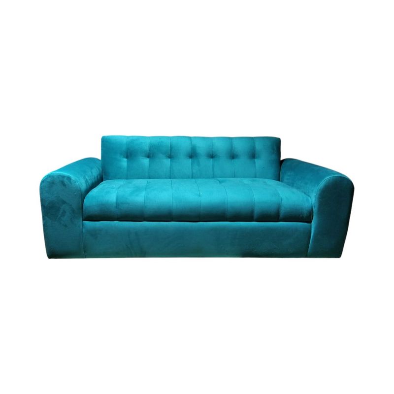 DISEÑOS VALESTRINI - SOFA TRES CUERPOS BRAZO REDONDO FELPA TURQUESA