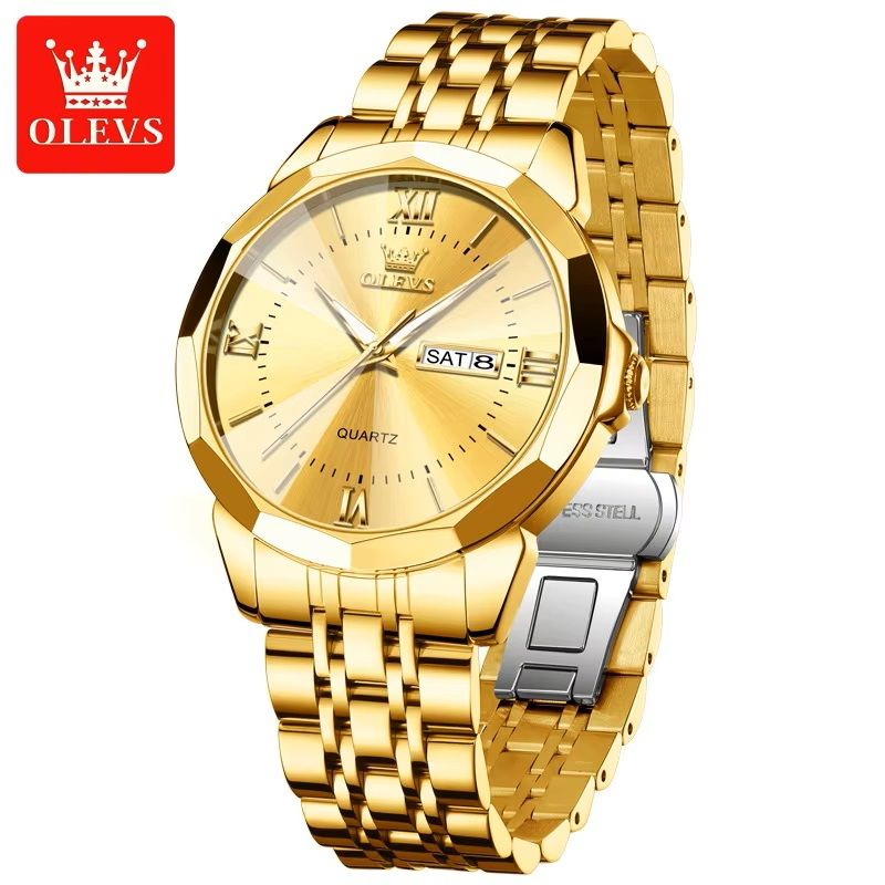 STARTECHOFFICE - Reloj Dorado de Acero Inoxidable para Hombre Estilo Lujo y Deportivo