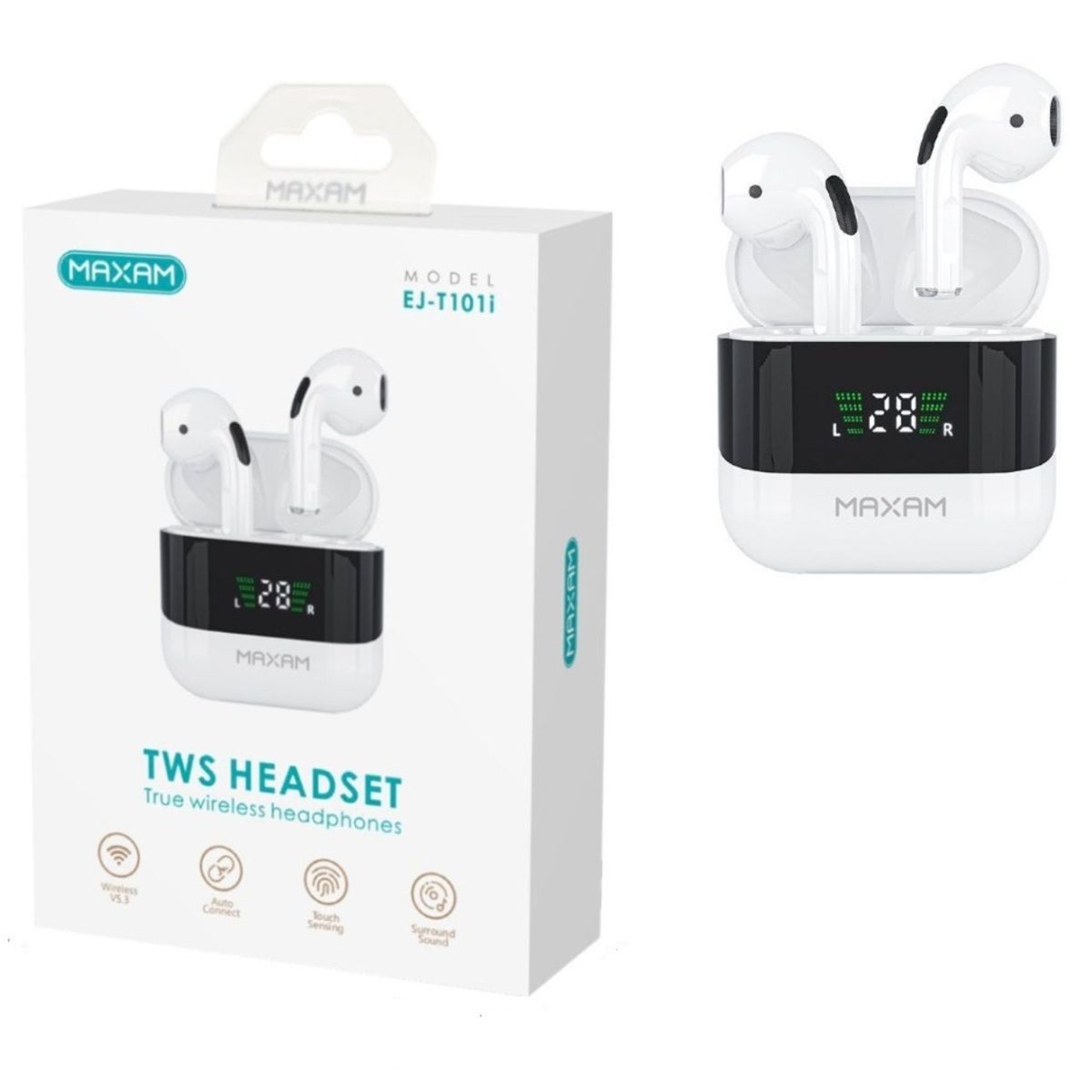 GENERICO - Audífonos inalámbricos TWS MAXAM con Bluetooth y pantalla