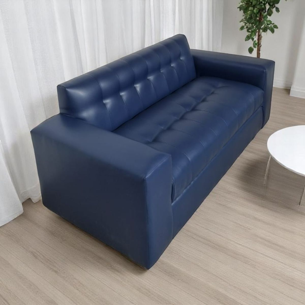 DISEÑOS VALESTRINI - SOFA DOS CUERPOS ECOCUERO AZUL