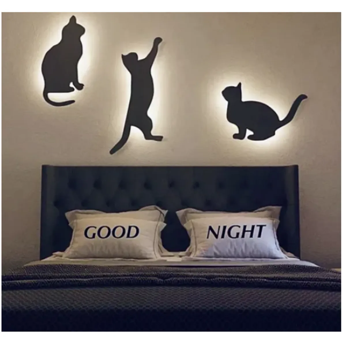 LOS REGALONES - Cuadros Gatos Luz Pack X 3 Unidades