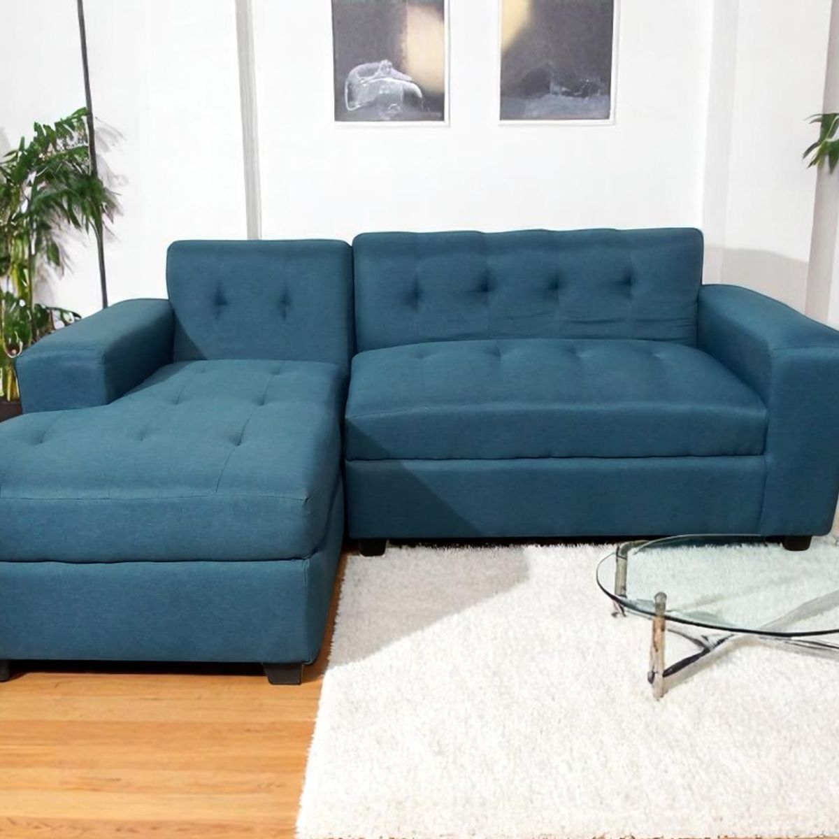 DISEÑOS VALESTRINI - SECCIONAL LINO AZUL INDIGO DIVAN IZQUIERDO