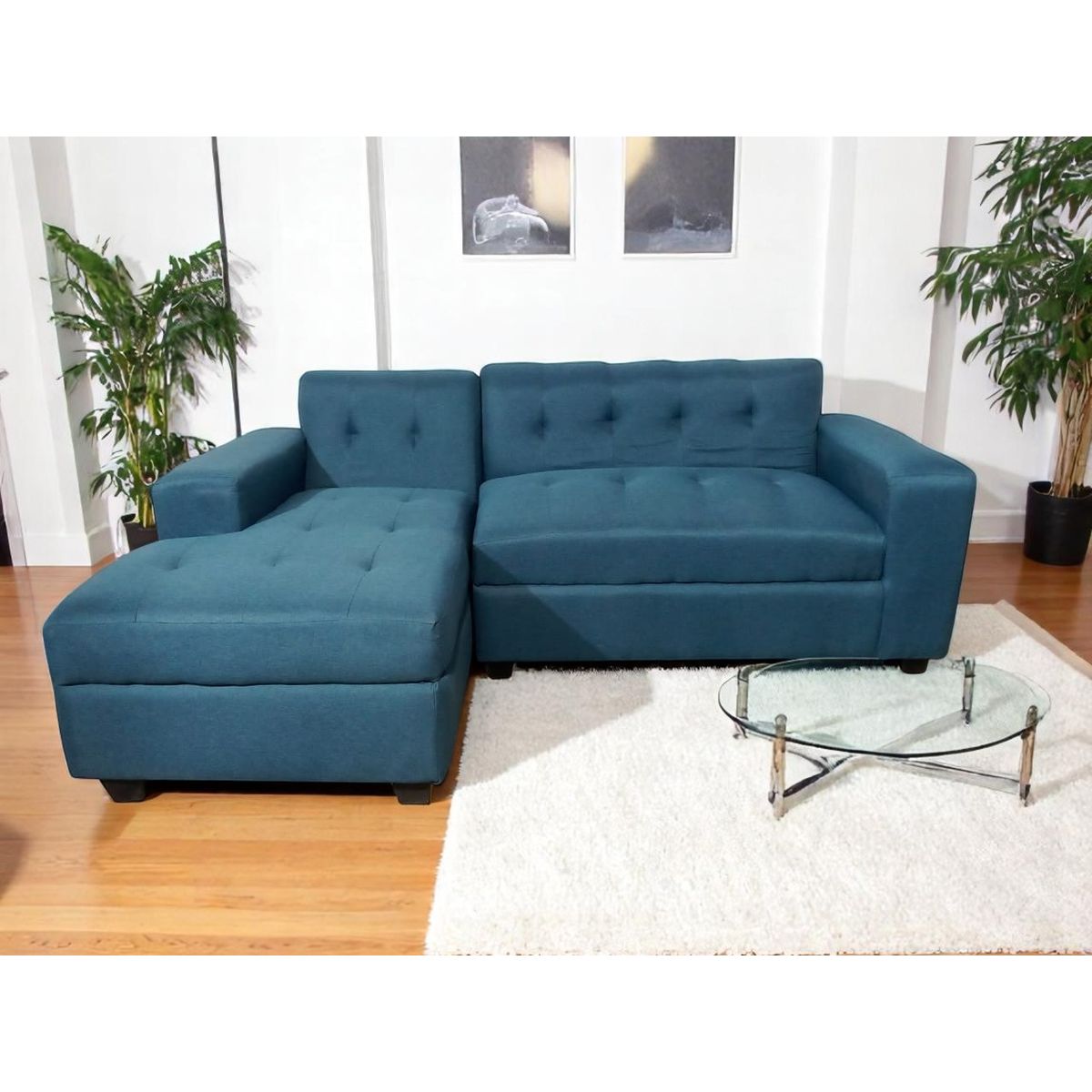 DISEÑOS VALESTRINI - SECCIONAL LINO AZUL INDIGO DIVAN IZQUIERDO