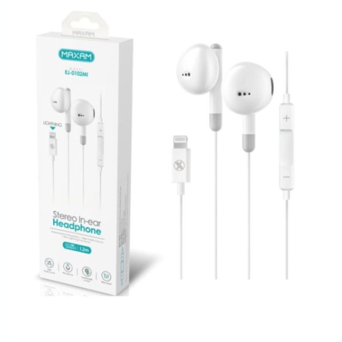 GENERICO - Audífonos cable Lightning Headophone Blanco de 12m Maxam