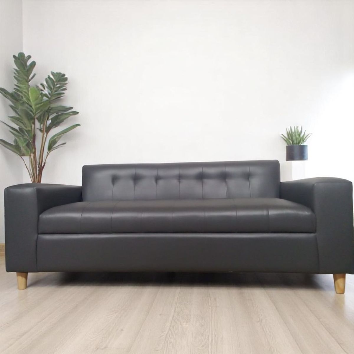 DISEÑOS VALESTRINI - SOFA TRES CUERPOS ECOCUERO GRIS
