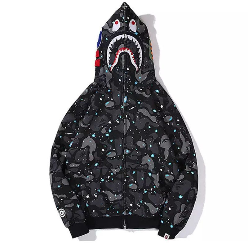DANWEILE - Sudadera con capucha de camuflaje con cabeza de tiburón - Negro