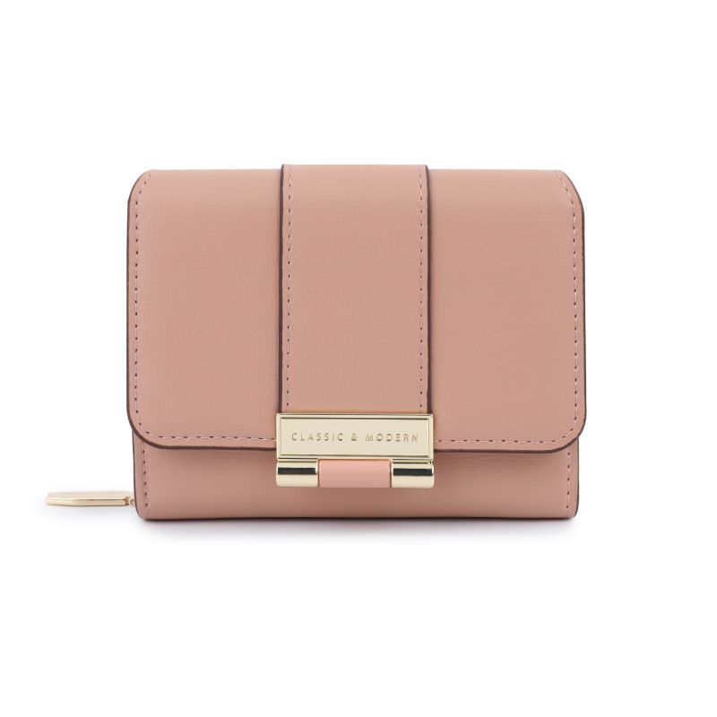 DANWEILE - Cartera de mujer elegante con cremallera de cuero PU - Rosa
