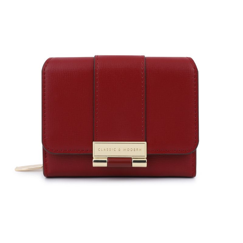 DANWEILE - Cartera de mujer elegante con cremallera de cuero PU - Rojo