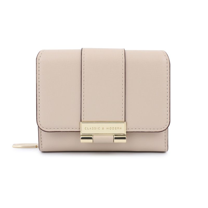 DANWEILE - Cartera de mujer elegante con cremallera de cuero PU - Albaricoque