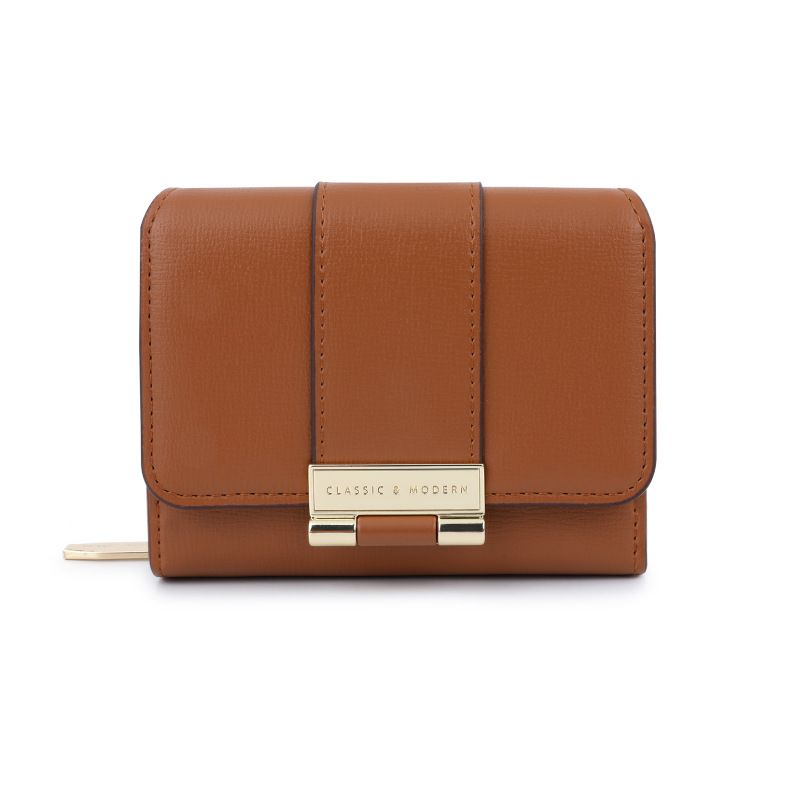 DANWEILE - Cartera de mujer elegante con cremallera de cuero PU - Marrón