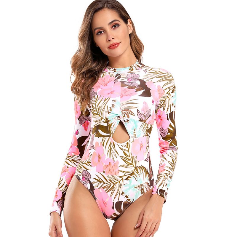 ORILWAYO - Traje de Baño Entero Manga Larga Mujer - Floreado