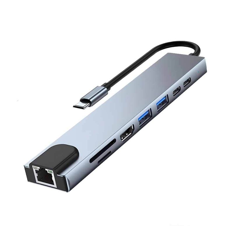EON - Hub Adaptador Usb Tipo C 8 En 1 Para Macbook Windows Lan