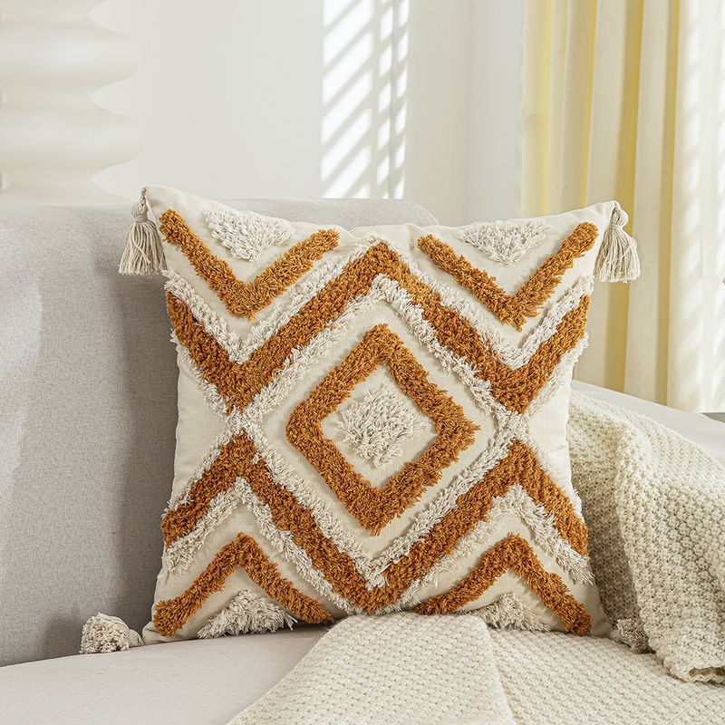 BLWOENS - Cojín Boho Chic Rombos 45x45 cm con Diseño Texturizado Tonos Tierra