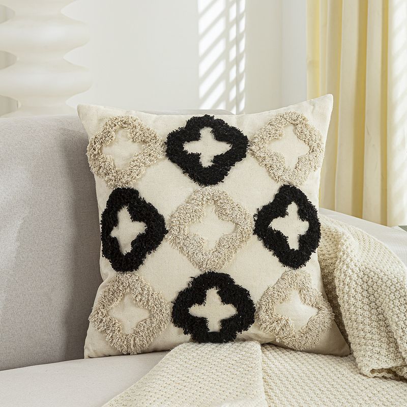 BLWOENS - Cojín Boho Chic 45x45 cm con Diseño Texturizado Beige