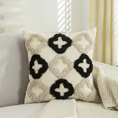 BLWOENS - Cojín Boho Chic 45x45 cm con Diseño Texturizado Beige