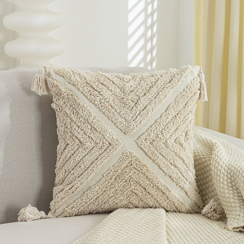 BLWOENS - Cojín Boho Chic 45x45 cm con Diseño Texturizado Beige