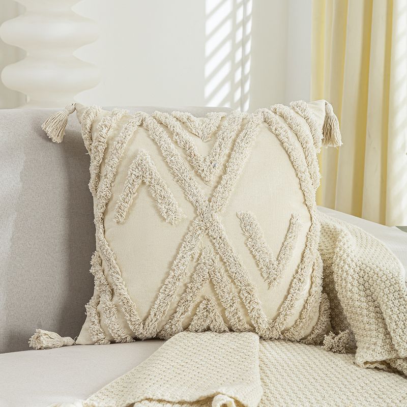 BLWOENS - Cojín Boho Chic 45x45 cm con Diseño Texturizado Beige