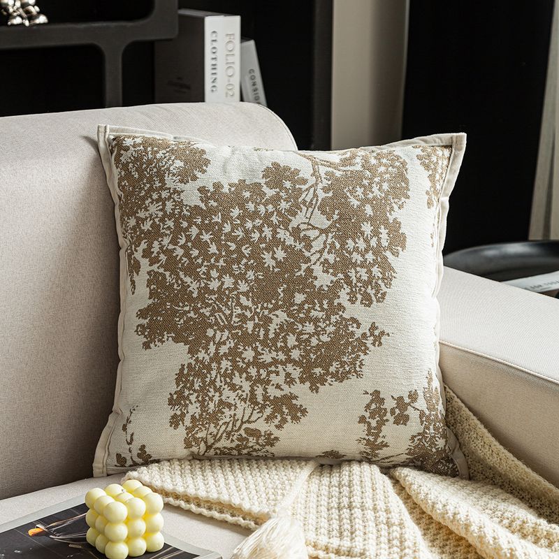 BLWOENS - Cojín Decorativo 45x45 cm Chenille Retro Beige con Café