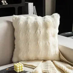 BLWOENS - Cojín Decorativo Peludo 45x45 cm Blanco