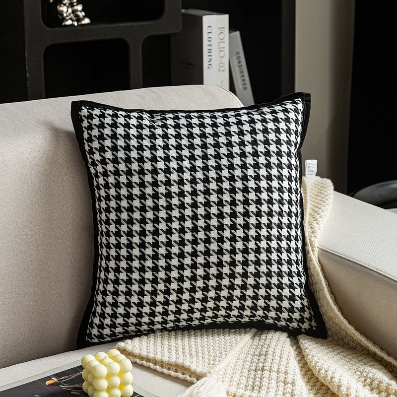 BLWOENS - Cojín Decorativo 45x45 cm Pata de Gallo Sofisticado Negro