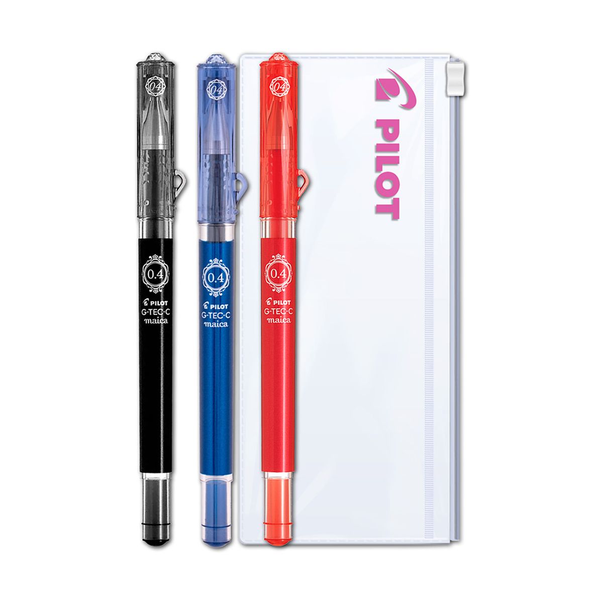 PILOT - Set 3 Lapiz Gel Pilot  Maica 0.4mm  Azul Negro Rojo