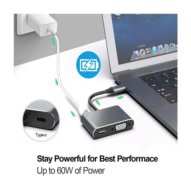 EON - Adaptador Multipuerto Hub Usb-c31 A Usbc Vga Hdmi 4k Usb30