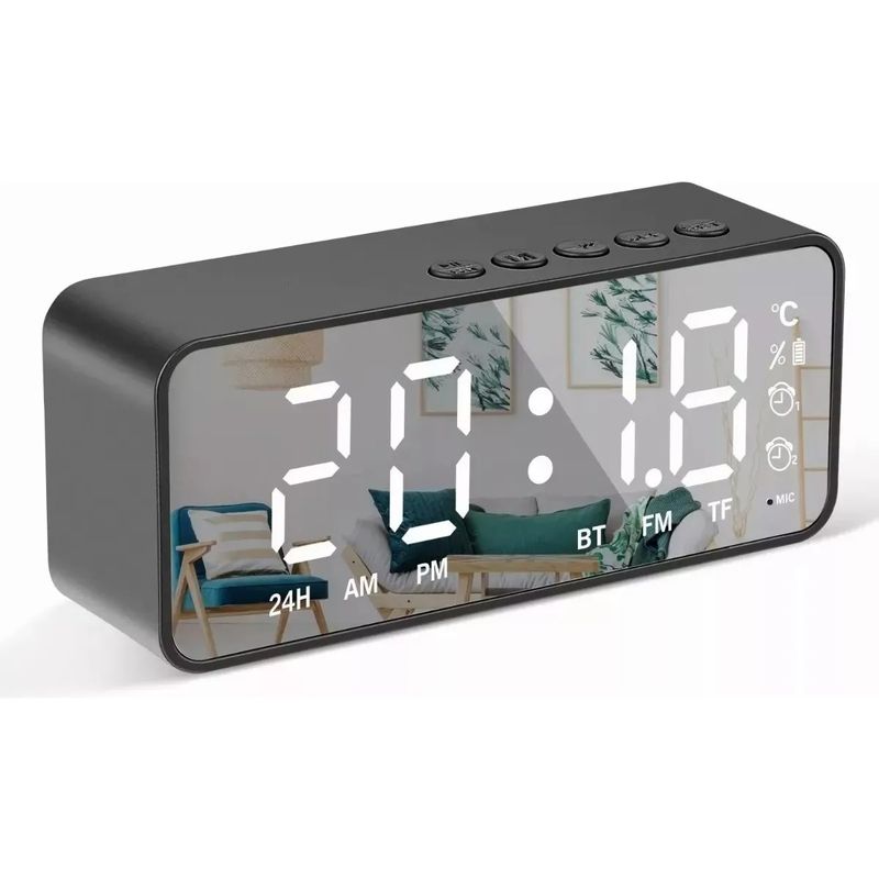 GIOIO - Reloj Despertador Digital Cbocinabluetoothradio Fm Color Negro