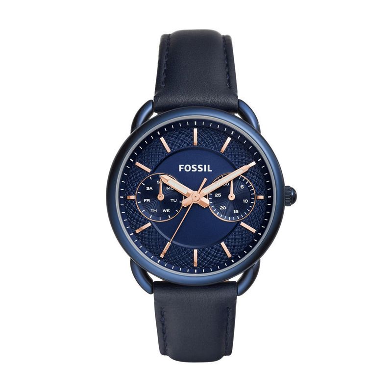 FOSSIL - Reloj Fossil Tailor ES4092 Azul De Cuero Piel Para Mujer.
