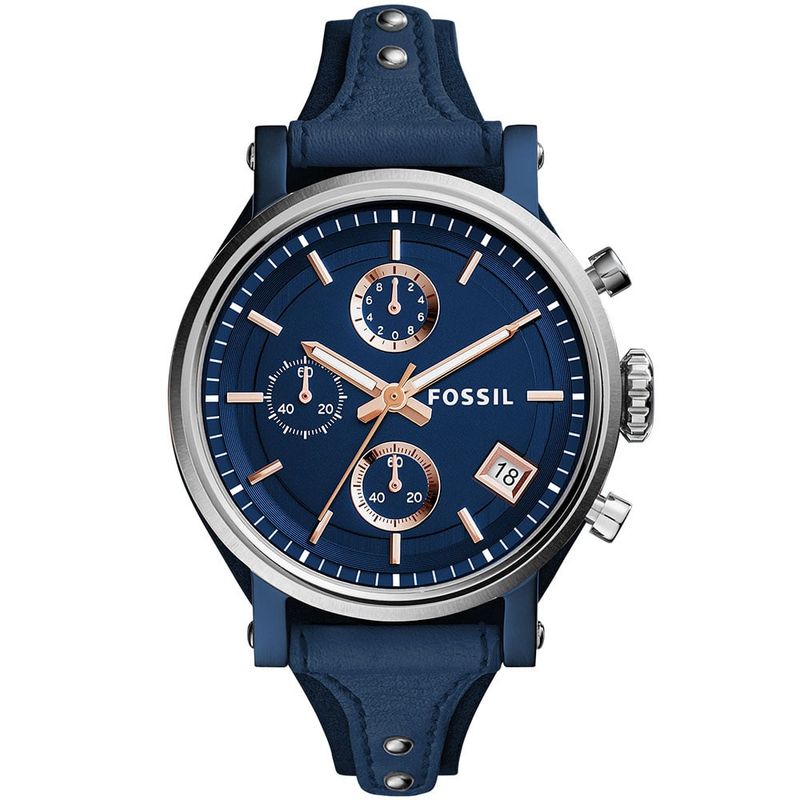FOSSIL - Reloj Fossil Boyfriend ES4113 Azul De Cuero Piel Para Mujer.