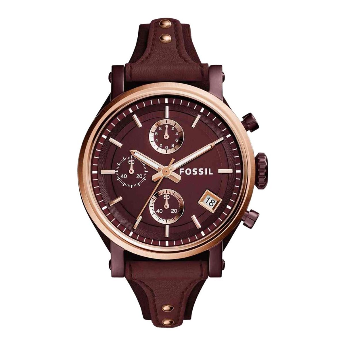 FOSSIL - Reloj Fossil Boyfriend ES4114 Rojo De Cuero Piel Para Mujer.