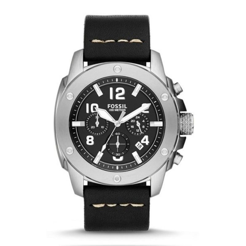FOSSIL - Reloj Fossil Modern Machine FS4928 Negro De Cuero Piel Para Hombre.