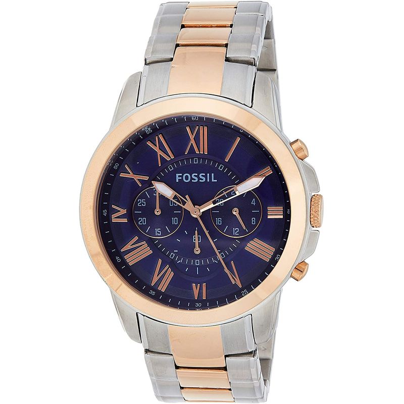 FOSSIL - Reloj Fossil Grant FS5024 Plateado Rose Gold De Acero inox. P Hombre.
