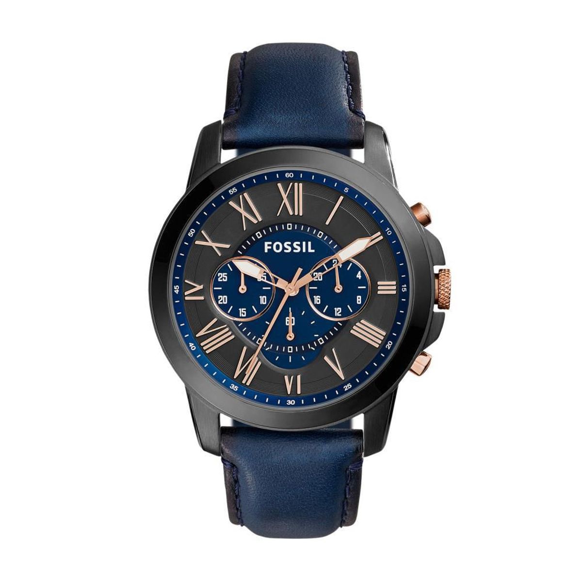 FOSSIL - Reloj Fossil Grant FS5061 Azul De Cuero Piel Para Hombre.